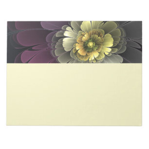 Abstract Modern Purpur Khaki Grey Fractal Flower Notepad