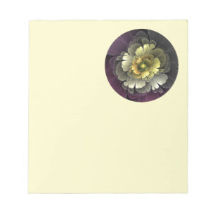Abstract Modern Purpur Khaki Grey Fractal Flower Notepad