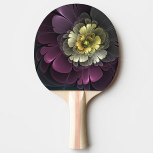 Abstract Modern Purpur Khaki Grey Fractal Flower Ping Pong Paddle