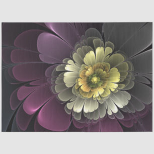 Abstract Modern Purpur Khaki Grey Fractal Flower Tissue Paper