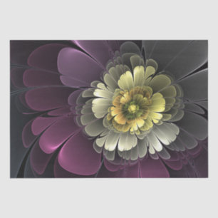 Abstract Modern Purpur Khaki Grey Fractal Flower Tissue Paper