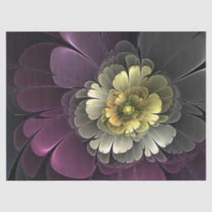 Abstract Modern Purpur Khaki Grey Fractal Flower Tissue Paper