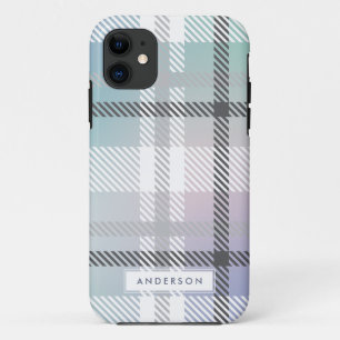 Abstract modern rainbow gradient plaid iPhone 11 case