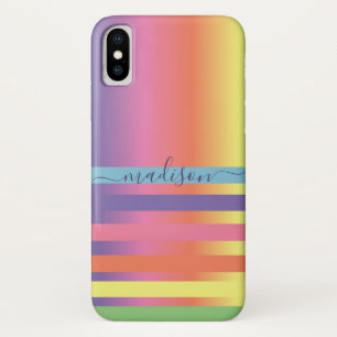 Abstract Modern Rainbow Your Name Monogram iPhone X Case