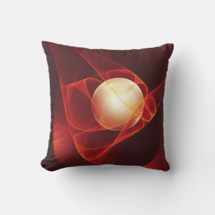 Abstract Modern Red Cream Fantasy Fractal Art Cushion