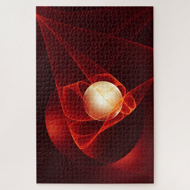 Abstract Modern Red Cream Fantasy Fractal Art Jigsaw Puzzle (Vertical)