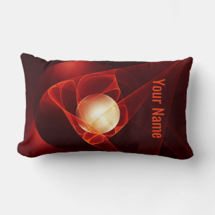 Abstract Modern Red Cream Fantasy Fractal Name Lumbar Cushion