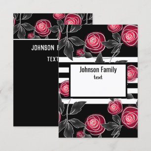Abstract modern red roses leaves sketched flowers invitation