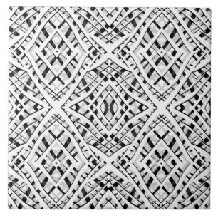 Abstract modern seamless ornamental white black ar ceramic tile