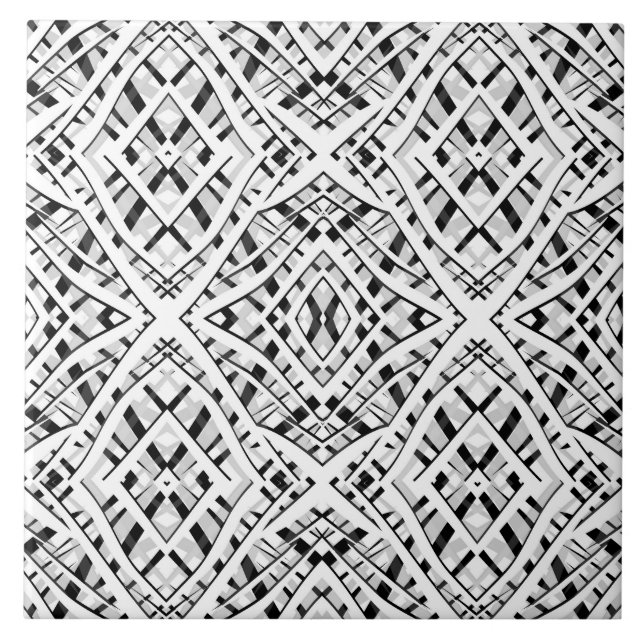 Abstract modern seamless ornamental white black ar ceramic tile (Front)