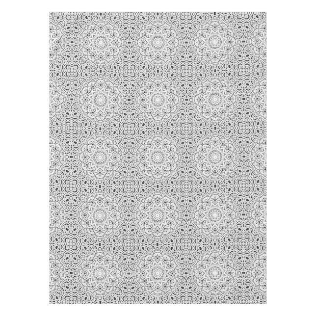 Abstract modern seamless ornamental white black ar tablecloth (Front)