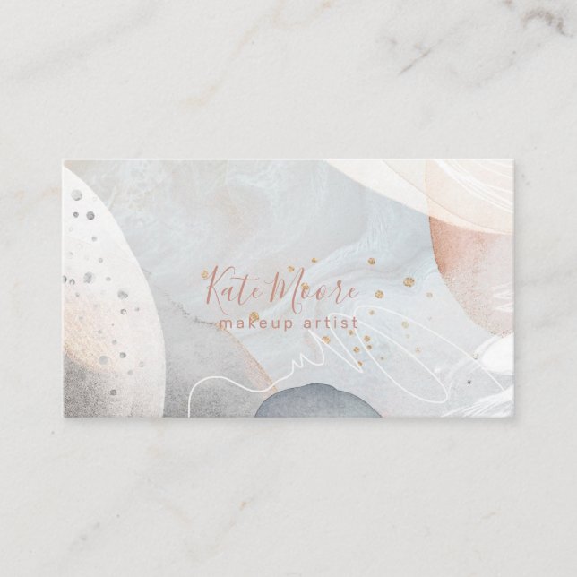 Abstract Modern Serene Watercolor Shapes Textures Business Card (Front)