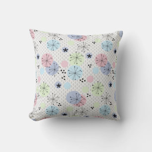 Abstract modern shapes circles polka dots light wh cushion