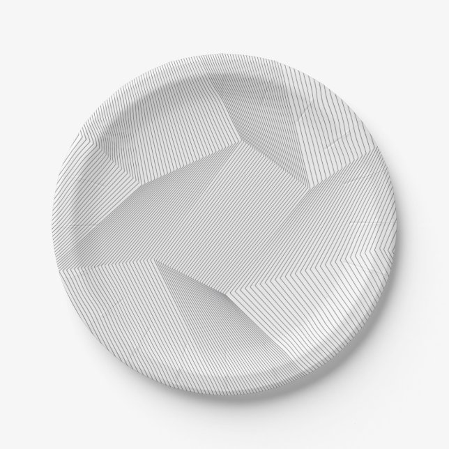 Abstract, modern, simple, dynamic line pattern paper plate (Front)