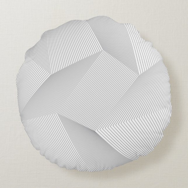 Abstract, modern, simple, dynamic line pattern round cushion (Back)