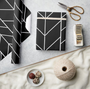 Abstract Modern Simple Geometric Black and White W Wrapping Paper