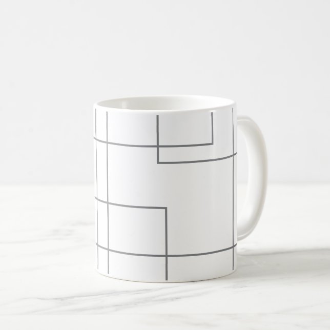 Abstract, modern, simple, minimal line pattern art coffee mug (Front Right)