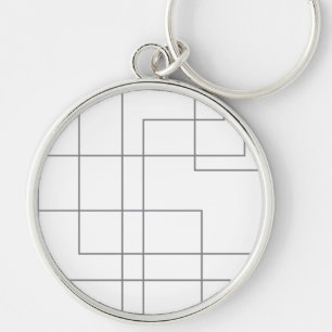 Abstract, modern, simple, minimal line pattern art key ring