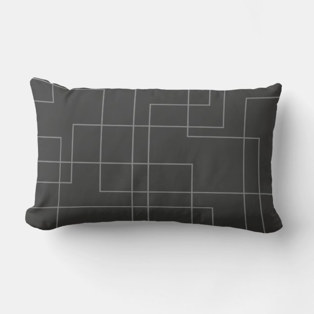 Abstract, modern, simple, minimal line pattern art lumbar cushion (Front)