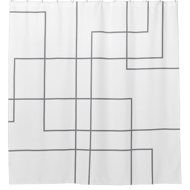 Abstract, modern, simple, minimal line pattern art shower curtain (Front)