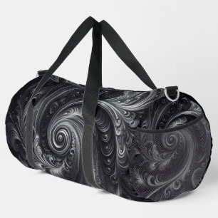 Abstract Modern Simple Swirling Black and White Duffle Bag