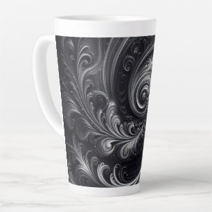 Abstract Modern Simple Swirling Black and White Latte Mug