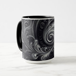 Abstract Modern Simple Swirling Black and White Mug