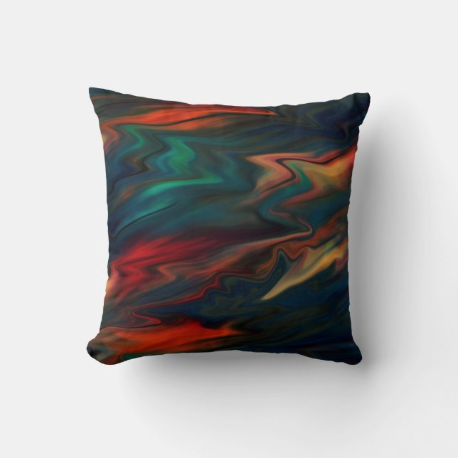 Abstract modern soft gradient liquid blurred waves cushion (Front)