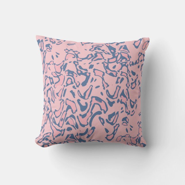 Abstract modern splashes pink navy colours pattern cushion (Front)