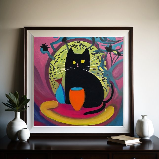 Abstract Modern Stylised Black Cat 1:1 Poster (Creator Uploaded)
