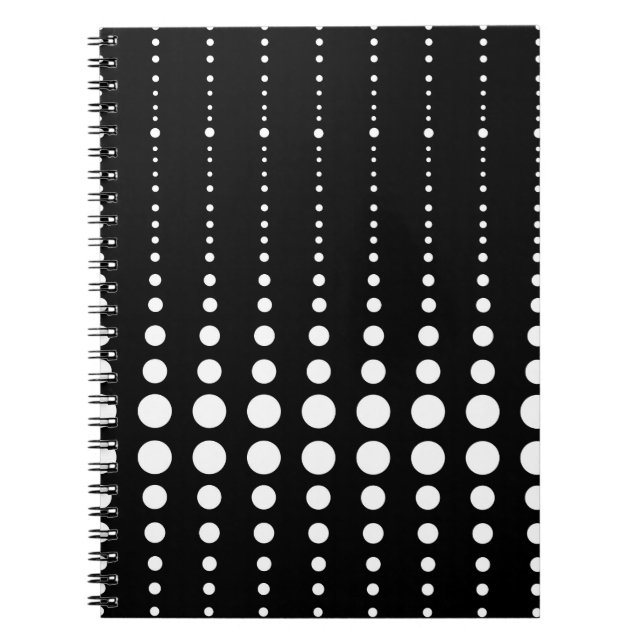 Abstract modern stylish black white lines dots cir notebook (Front)