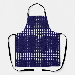 Abstract modern stylish navy white lines dots circ apron