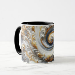 Abstract Modern Swirling Gold, Black and White  Mug