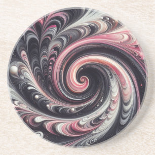 Abstract Modern Swirling Pink, Black and White Coaster