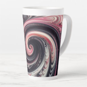 Abstract Modern Swirling Pink, Black and White Latte Mug