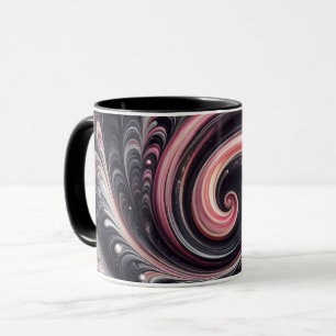 Abstract Modern Swirling Pink, Black and White Mug