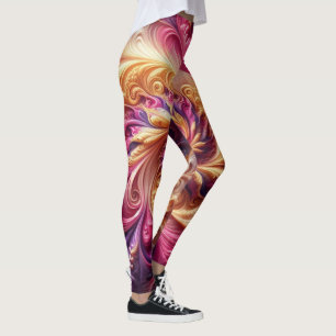 Abstract Modern Swirling Pink, Gold and Purple Leggings