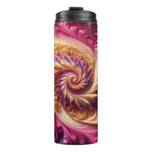 Abstract Modern Swirling Pink, Gold and Purple Thermal Tumbler
