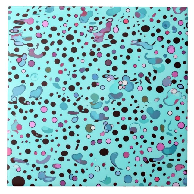 Abstract Modern Teal Blue Pattern  Ceramic Tile (Front)