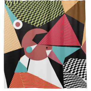 Abstract modern triangles background pattern illus shower curtain