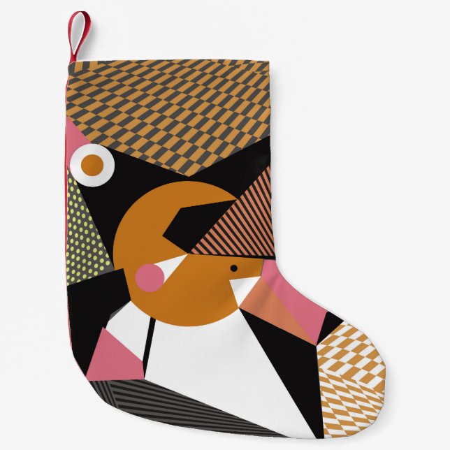 Abstract modern triangles background pattern illus small christmas stocking (Front)