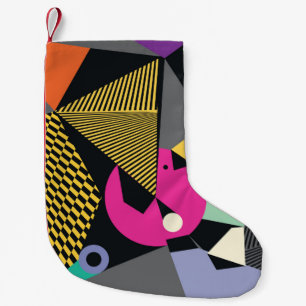 Abstract modern triangles background pattern illus small christmas stocking