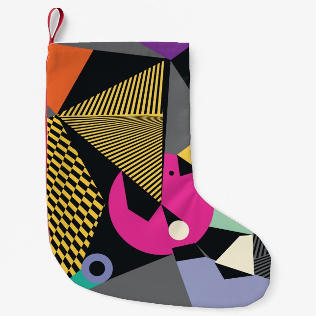 Abstract modern triangles background pattern illus small christmas stocking (Front)