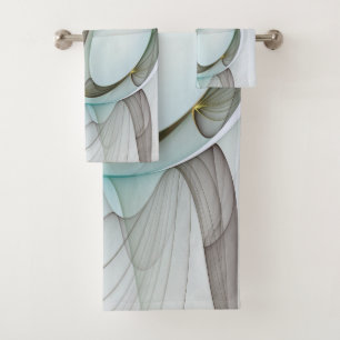 Abstract Modern Turquoise Brown Gold Elegance Bath Towel Set
