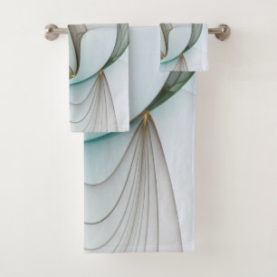 Abstract Modern Turquoise Brown Gold Elegance Bath Towel Set