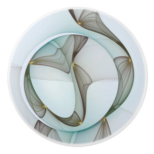 Abstract Modern Turquoise Brown Gold Elegance Ceramic Knob