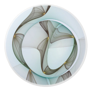 Abstract Modern Turquoise Brown Gold Elegance Ceramic Knob