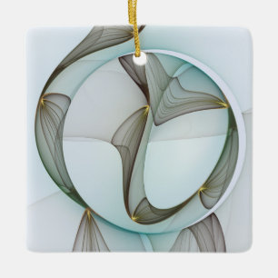 Abstract Modern Turquoise Brown Gold Elegance Ceramic Ornament