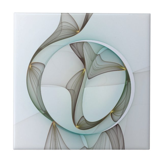 Abstract Modern Turquoise Brown Gold Elegance Ceramic Tile (Front)