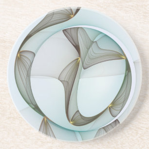 Abstract Modern Turquoise Brown Gold Elegance Coaster